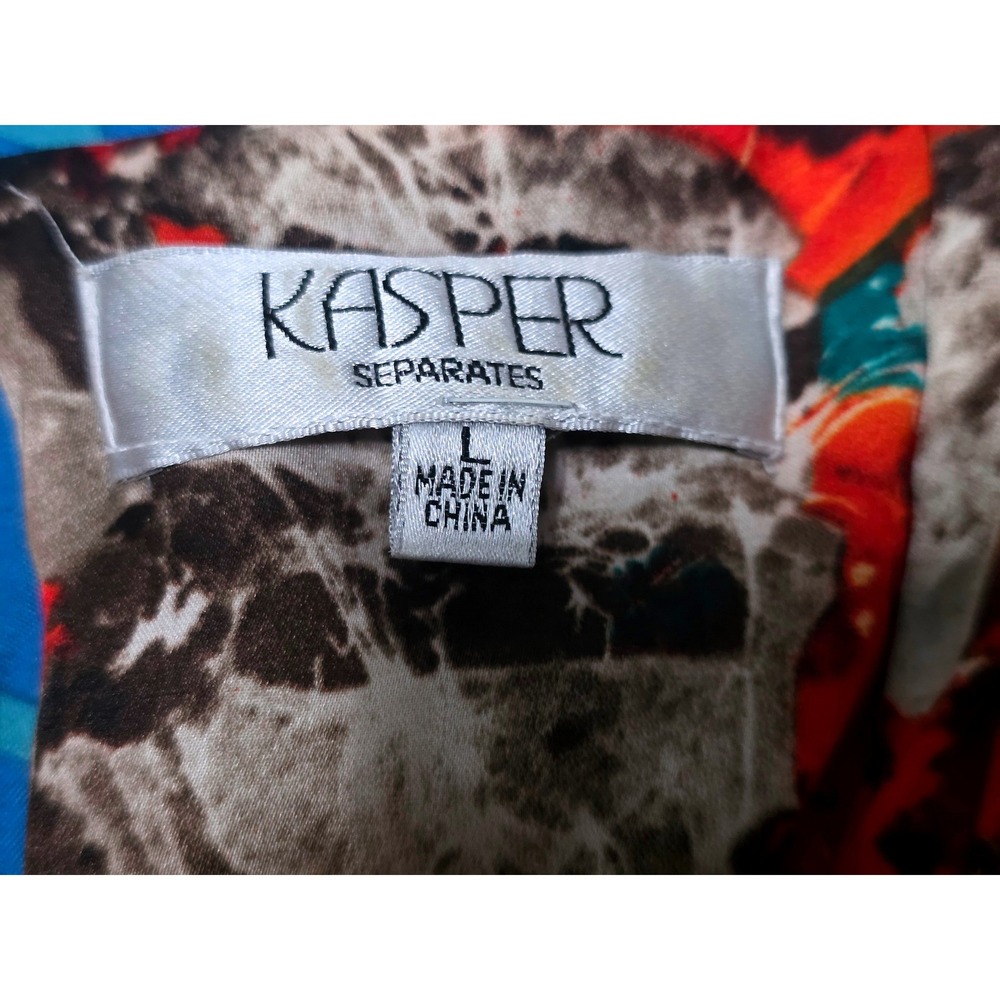Kasper Separates Womens Red Abstract Cowl Neck Sleeveless Blouse Large - Picture 3 of 6